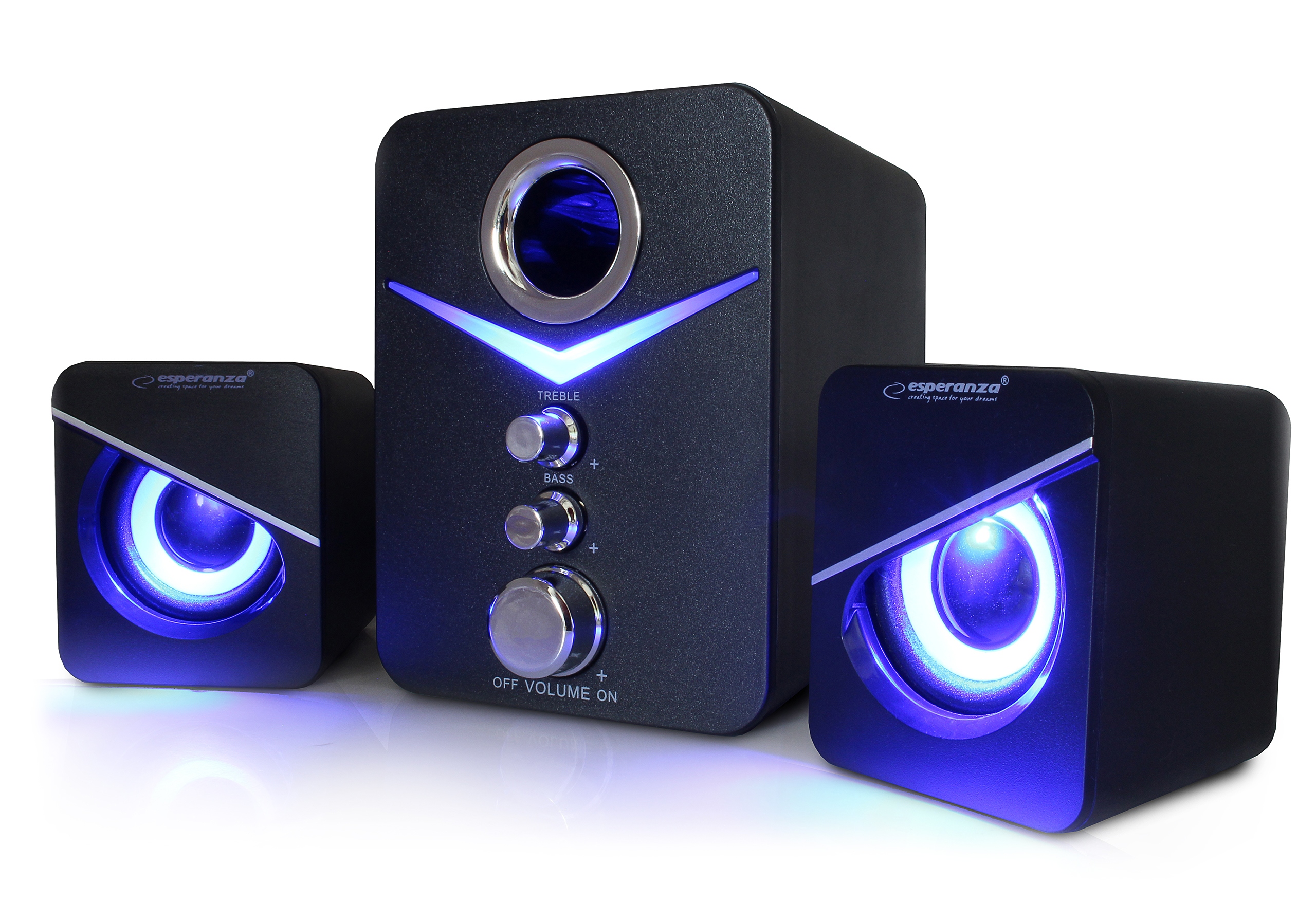 Sada reproduktorov 2.1 Esperanza RGB ILUMINATED 5 W čierna